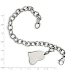 Polished Link Bracelet with Heart Charm in Stainless Steel