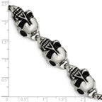 Antiqued Skull Link Bracelet in Stainless Steel