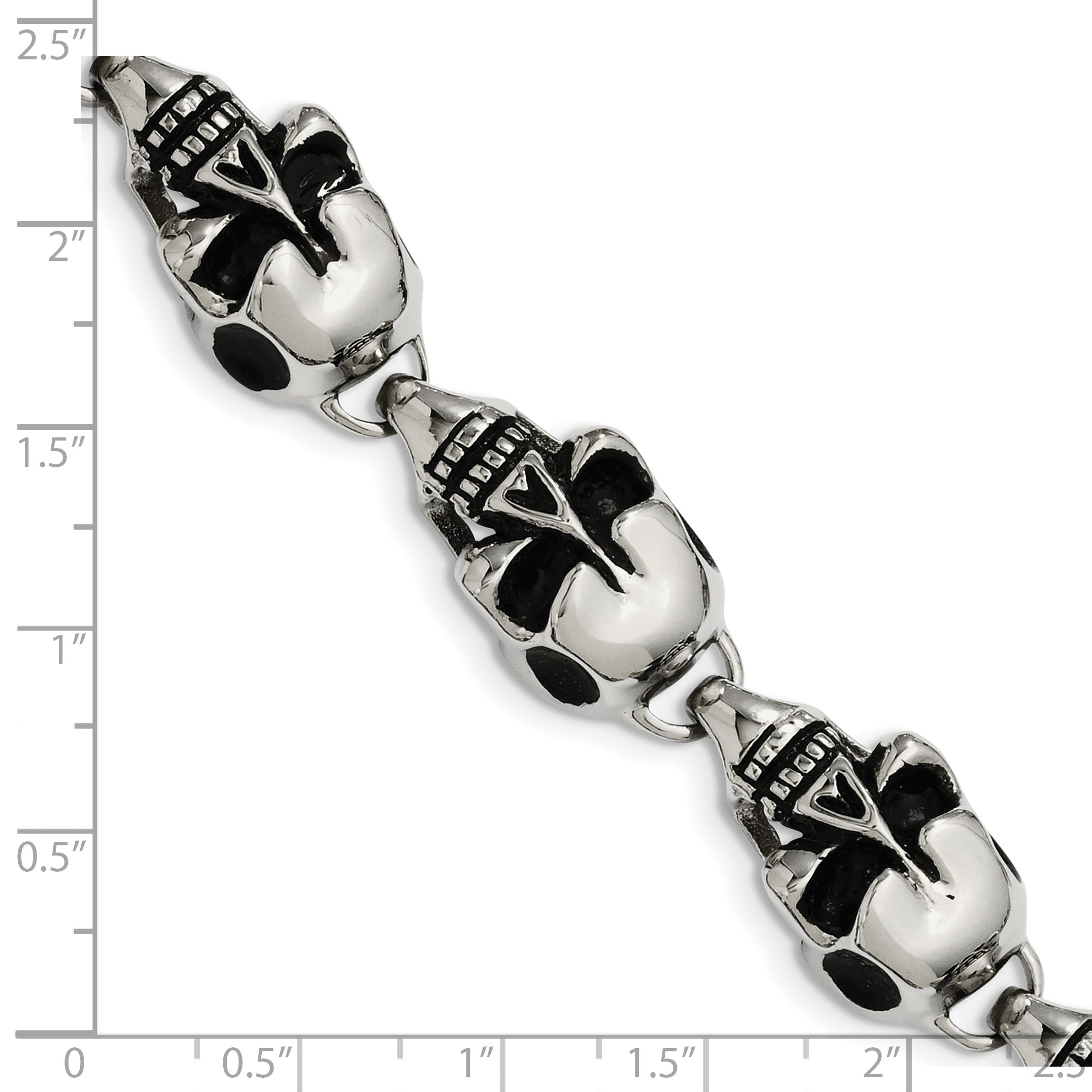 Antiqued Skull Link Bracelet in Stainless Steel