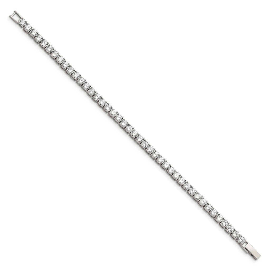 CZ Tennis Bracelet in Stainless Steel