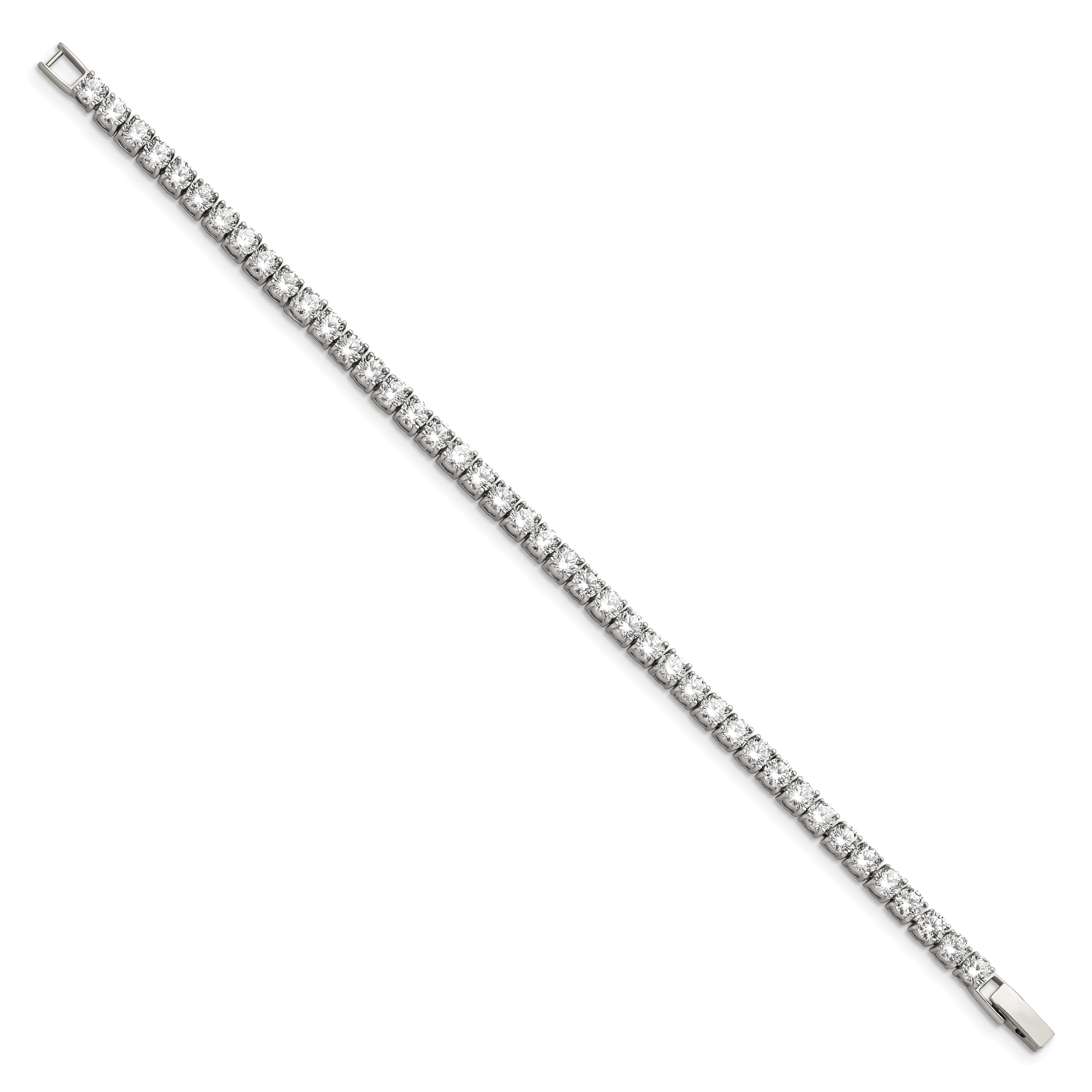 CZ Tennis Bracelet in Stainless Steel