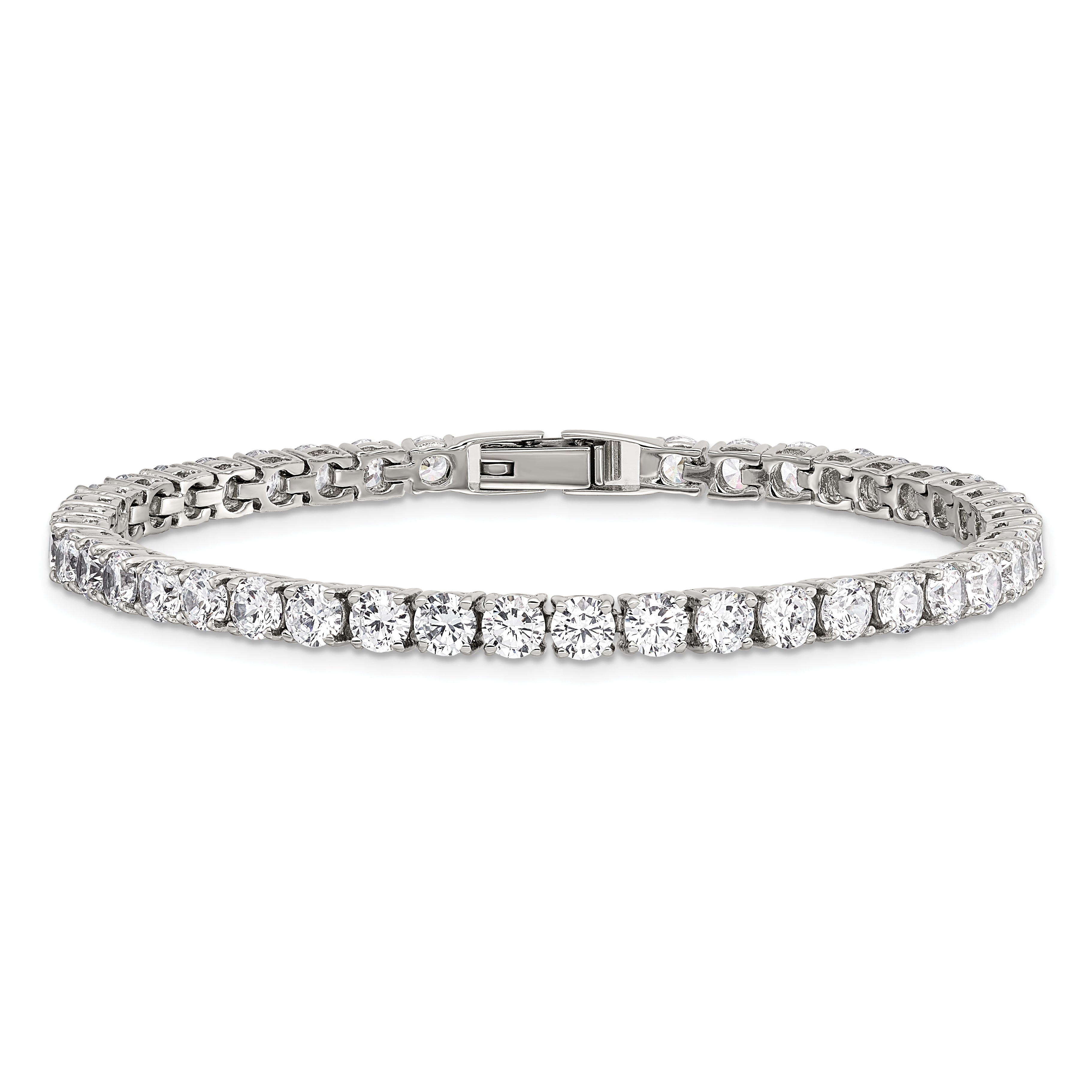Chisel Stainless Steel Polished CZ 7.5 inch Tennis Bracelet