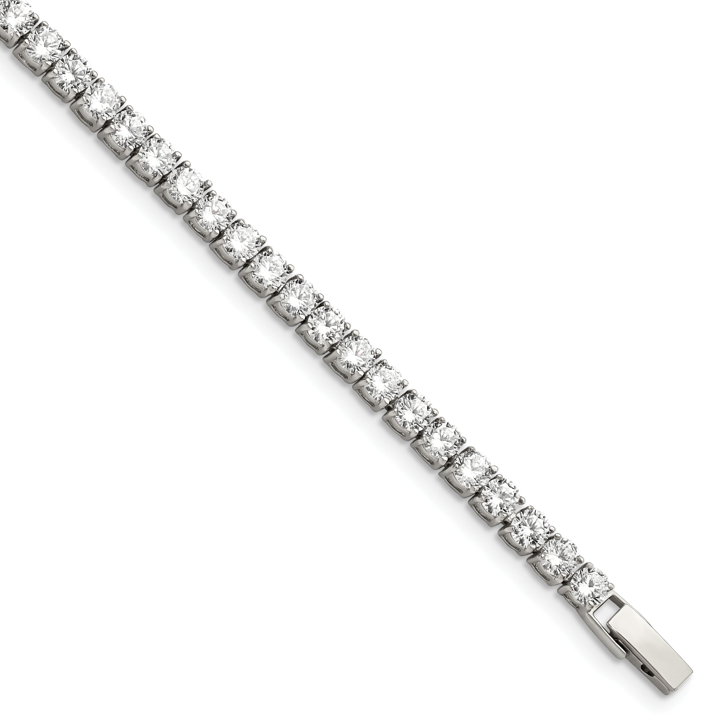 Chisel Stainless Steel Polished CZ 7.5 inch Tennis Bracelet Main image