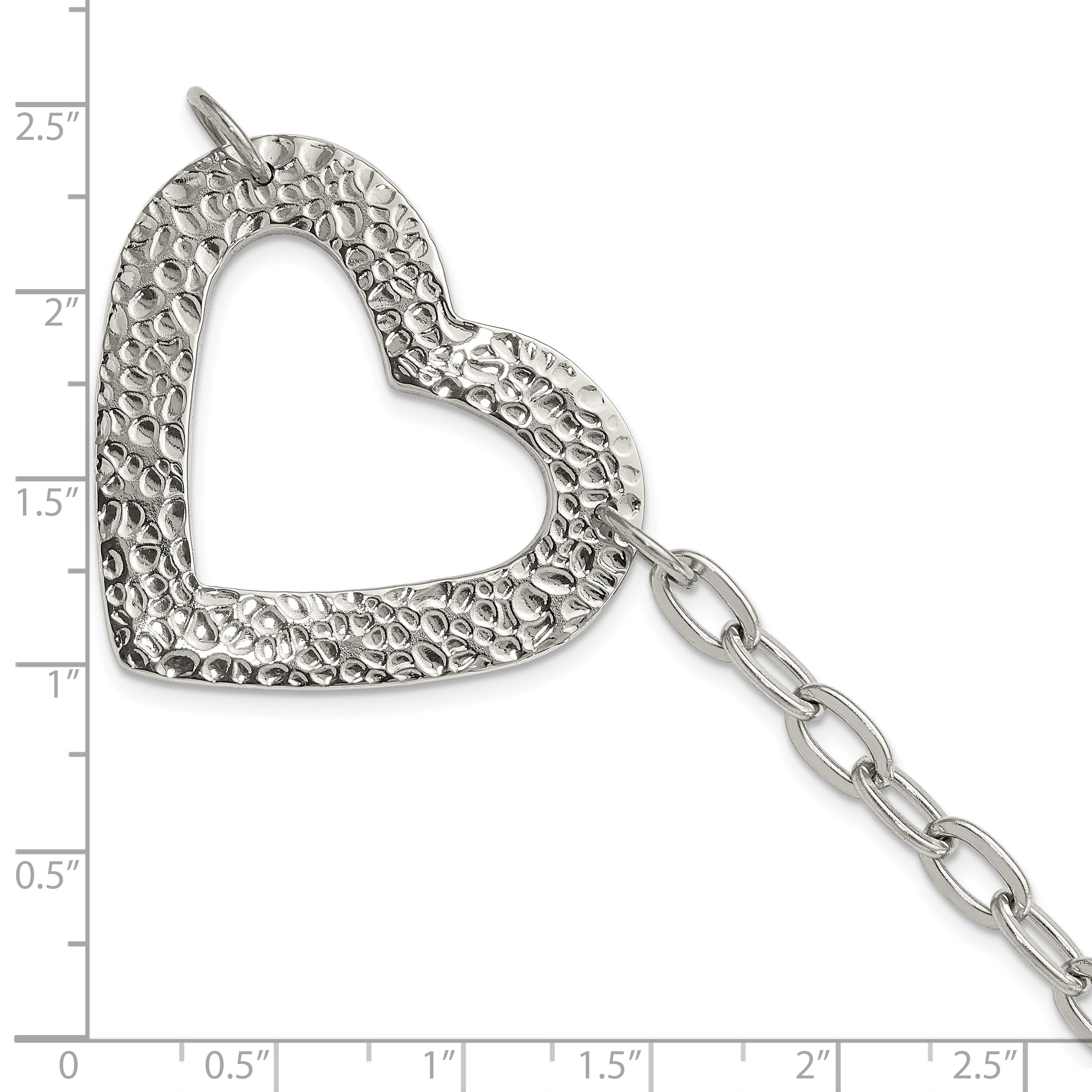 Stainless Steel Polished & Textured Heart Bracelet