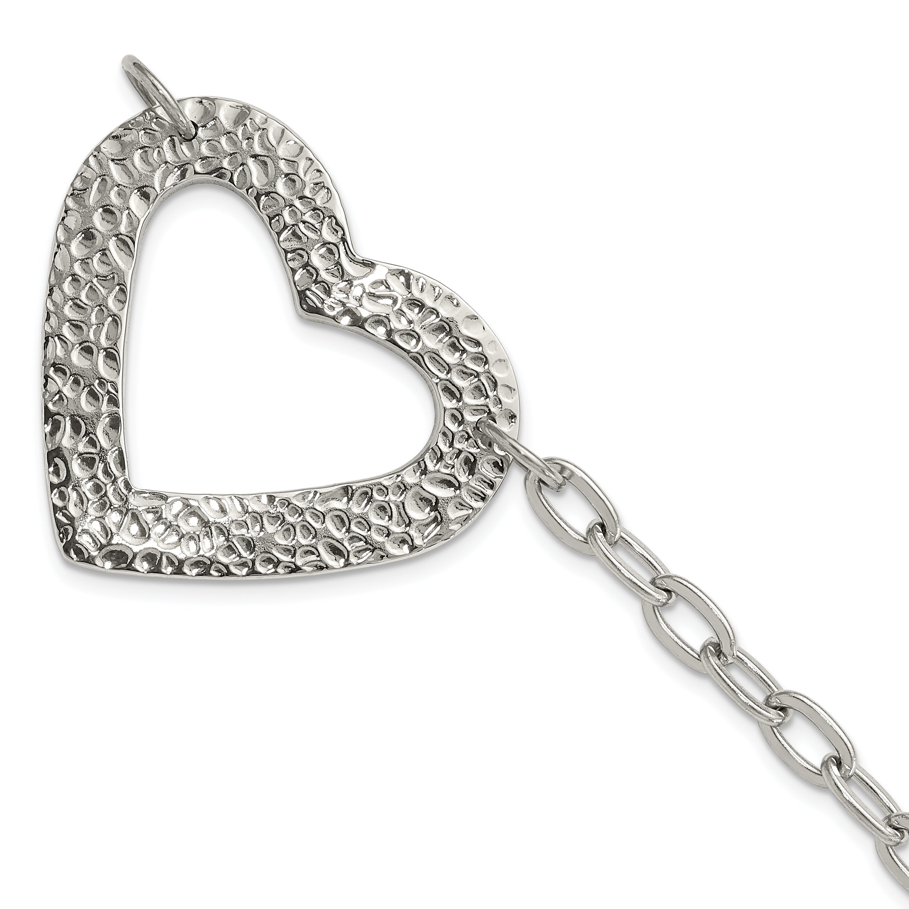 Stainless Steel Polished & Textured Heart Bracelet Main image