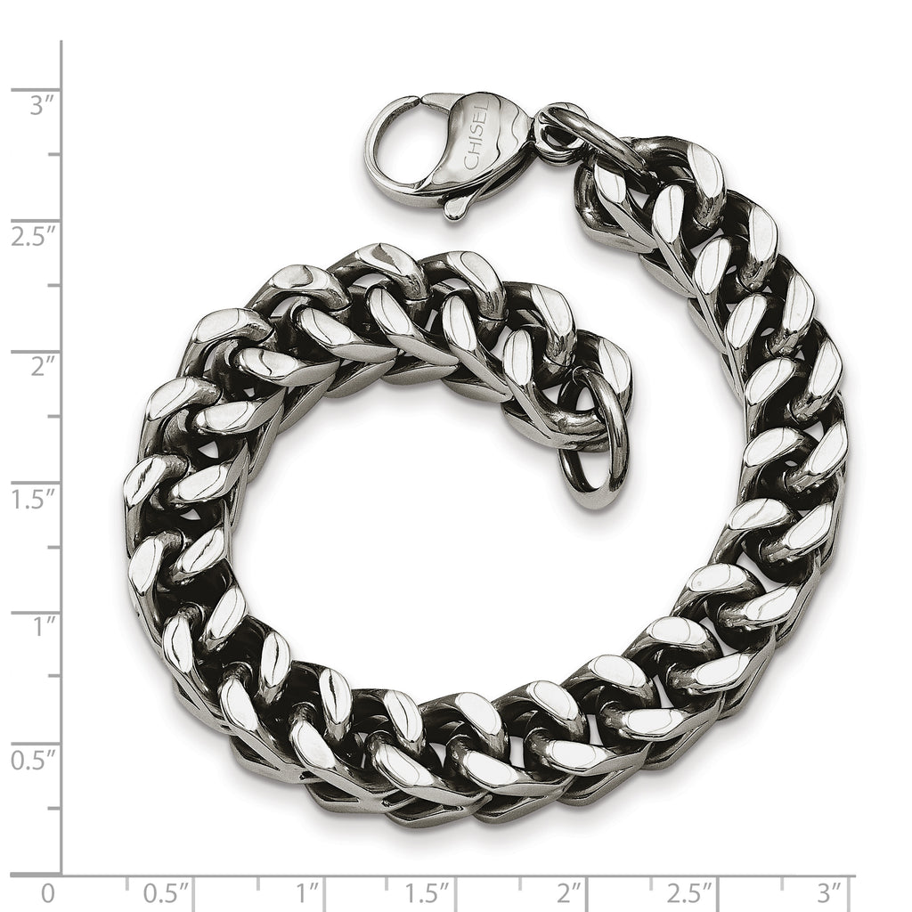 Heavy Wheat Chain Bracelet in Stainless Steel, 10mm
