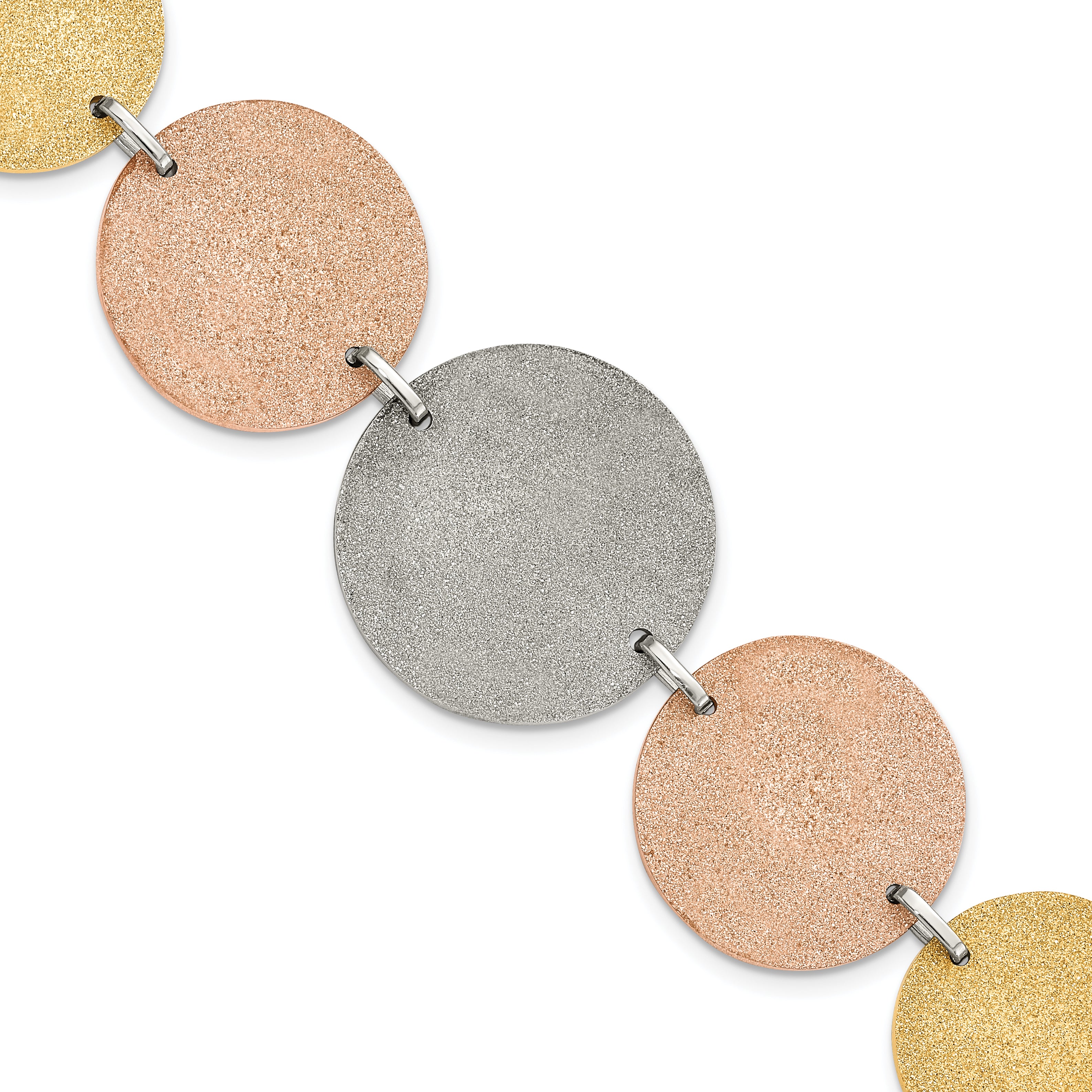 Stainless Steel Tri-Color IP-plated Lasercut Discs Bracelet Main image