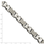 Chisel Stainless Steel Brushed Polished and Laser Cut Crosses 8.75 inch Link Bracelet