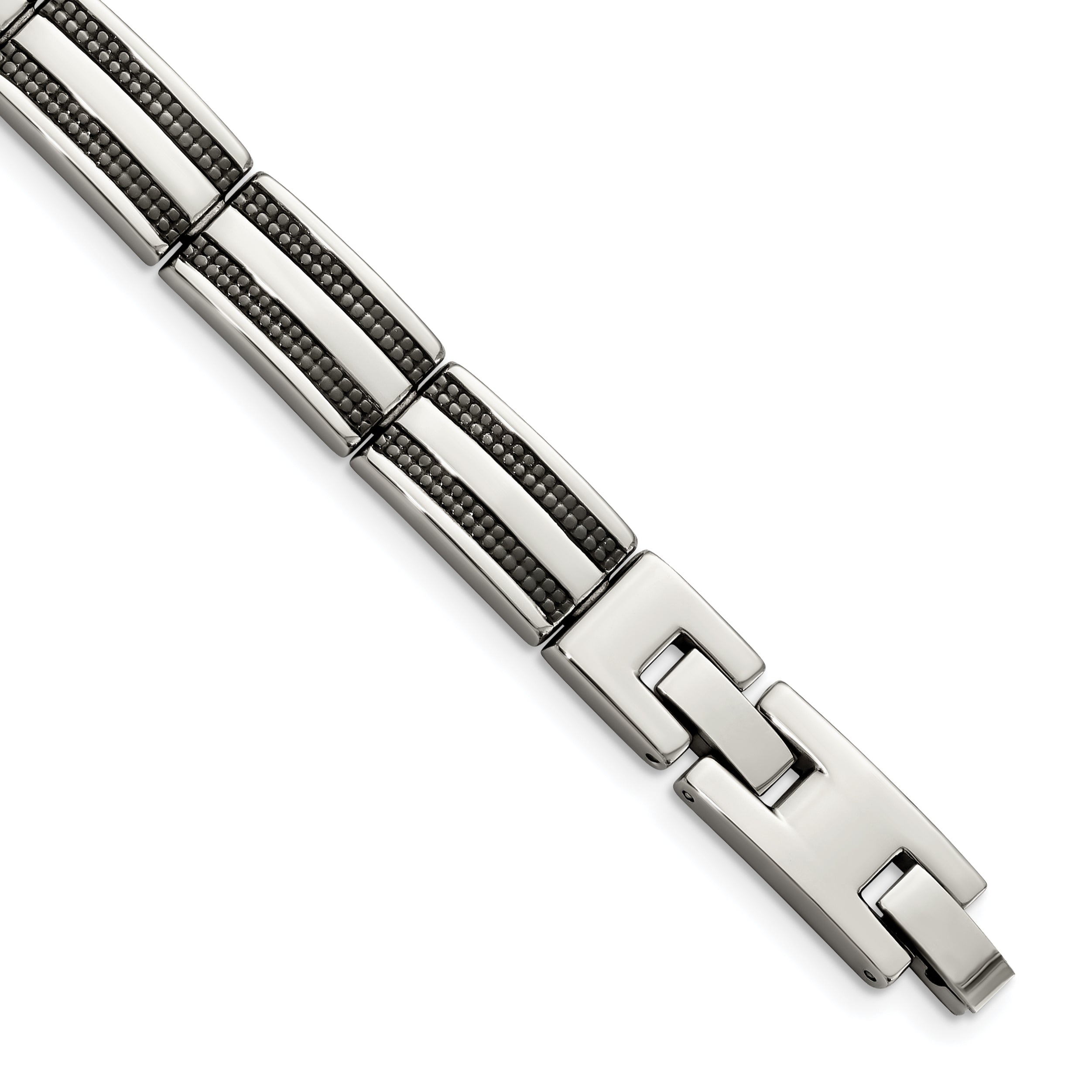 Chisel Stainless Steel Polished and Textured Black IP-plated 8.25 inch Link Bracelet Main image