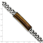 Tiger's Eye Inlay ID Bracelet in Stainless Steel