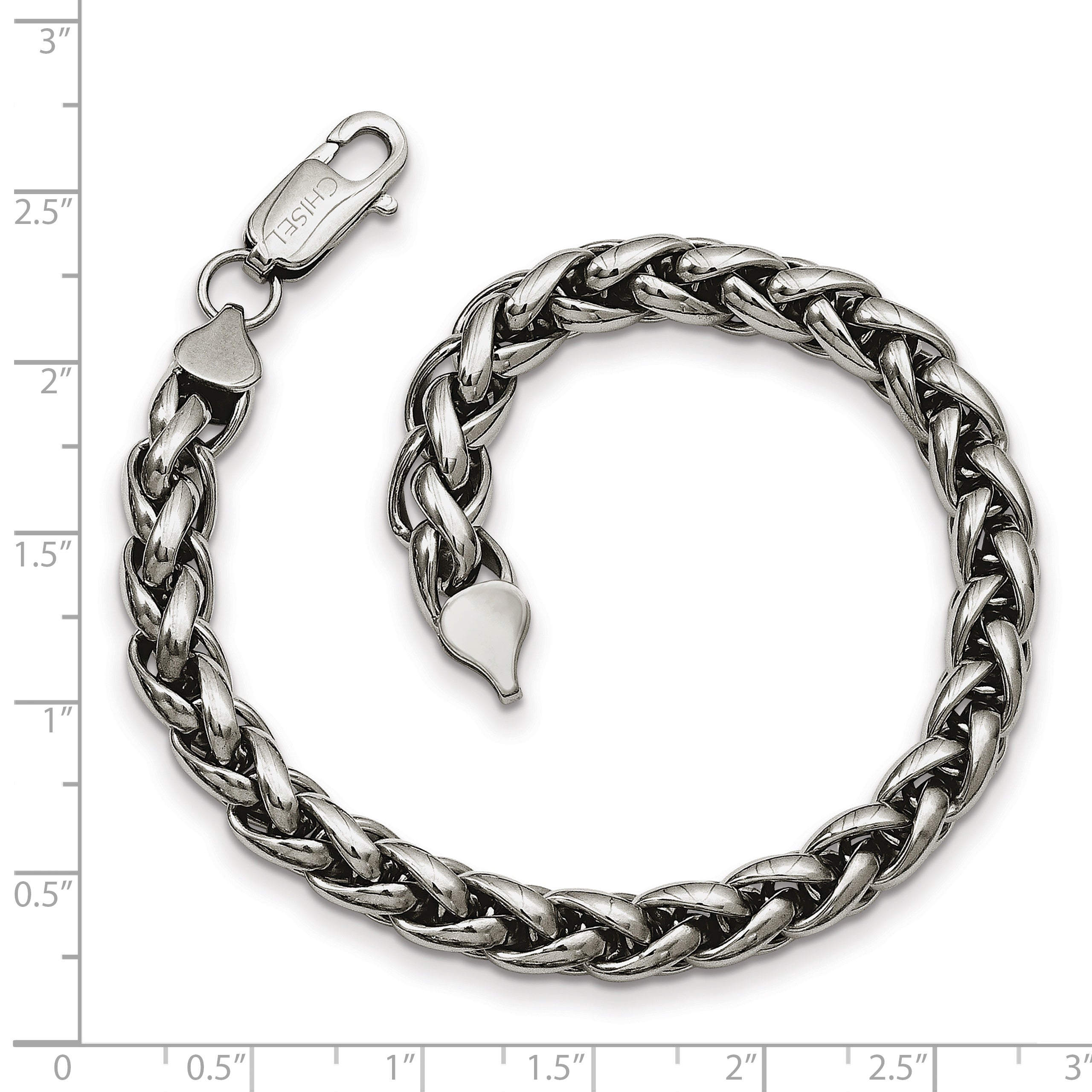 Chisel Stainless Steel Polished 8.5 inch Spiga Chain Bracelet