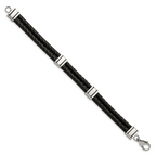 Braided Leather 2-Strand Bracelet in Stainless Steel