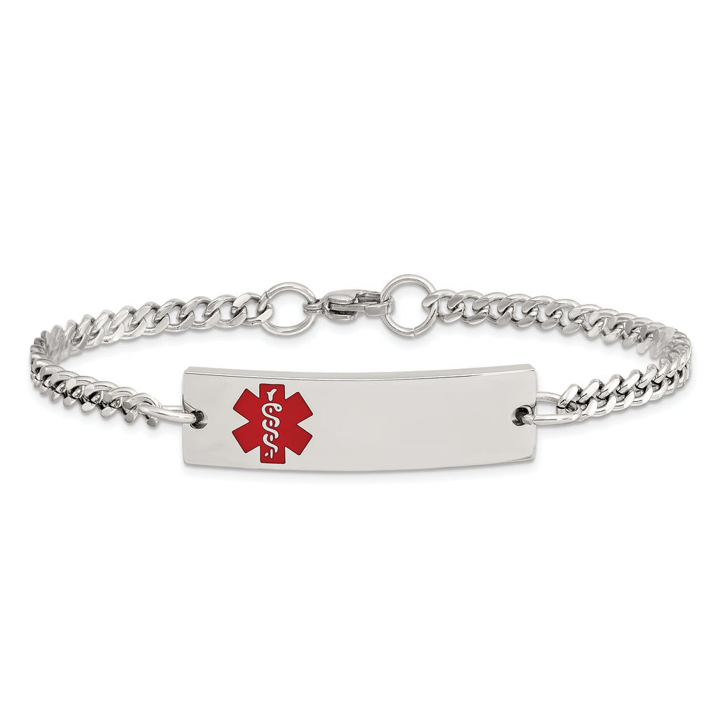 Medical ID Curb Chain Bracelet in Stainless Steel