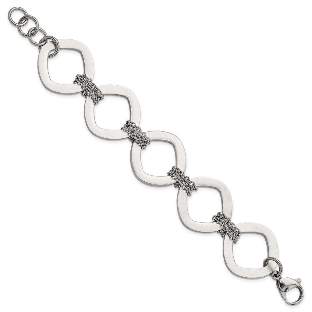 Brushed Link Bracelet in Stainless Steel