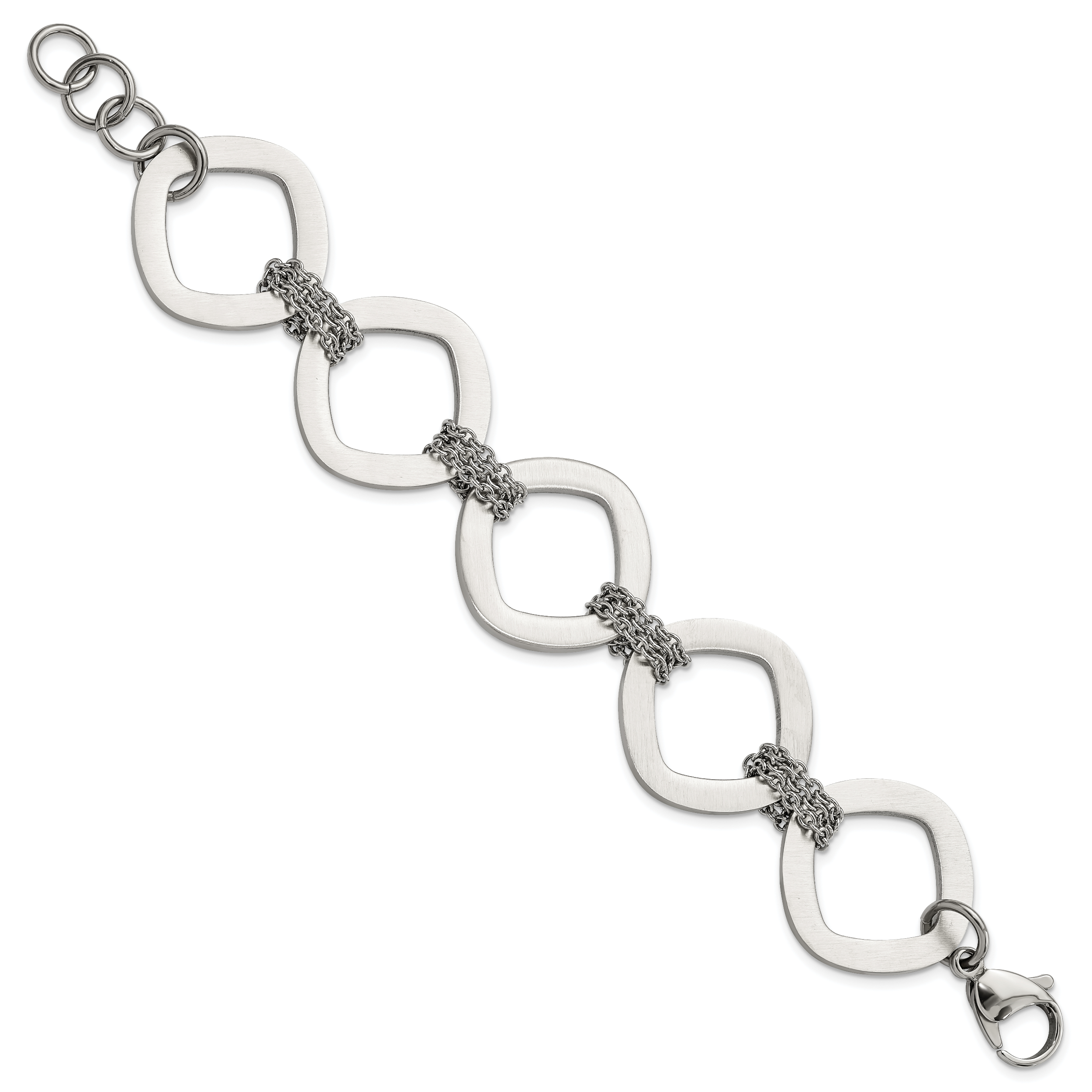 Brushed Link Bracelet in Stainless Steel