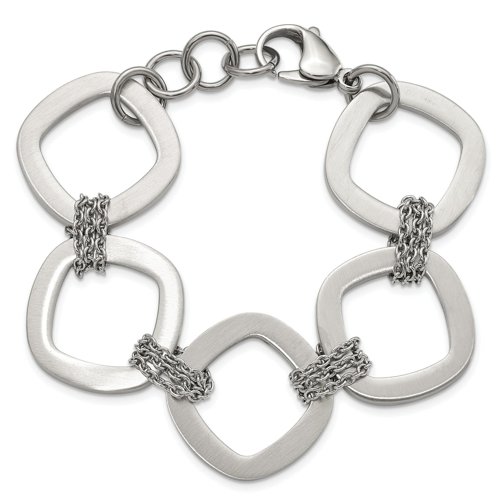 Brushed Link Bracelet in Stainless Steel