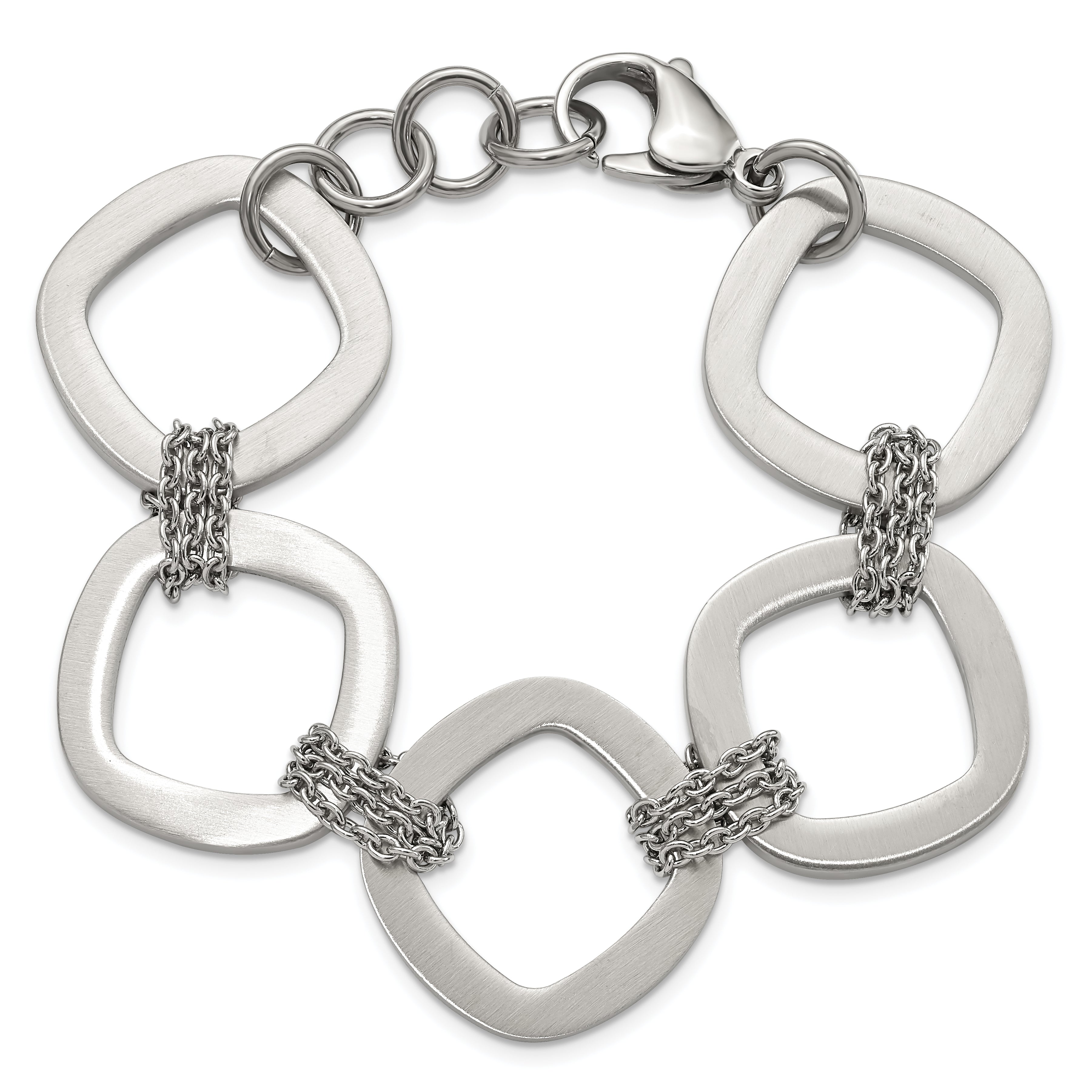 Brushed Link Bracelet in Stainless Steel