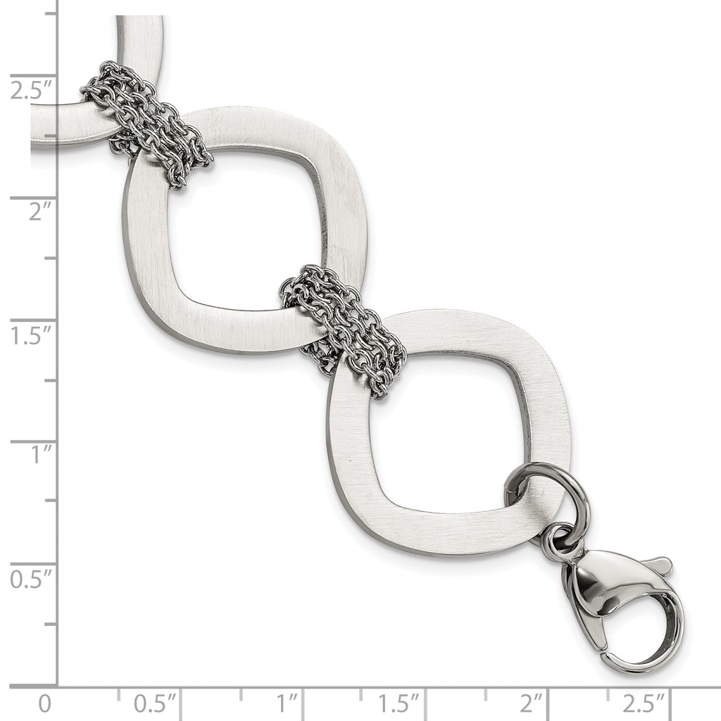 Brushed Link Bracelet in Stainless Steel