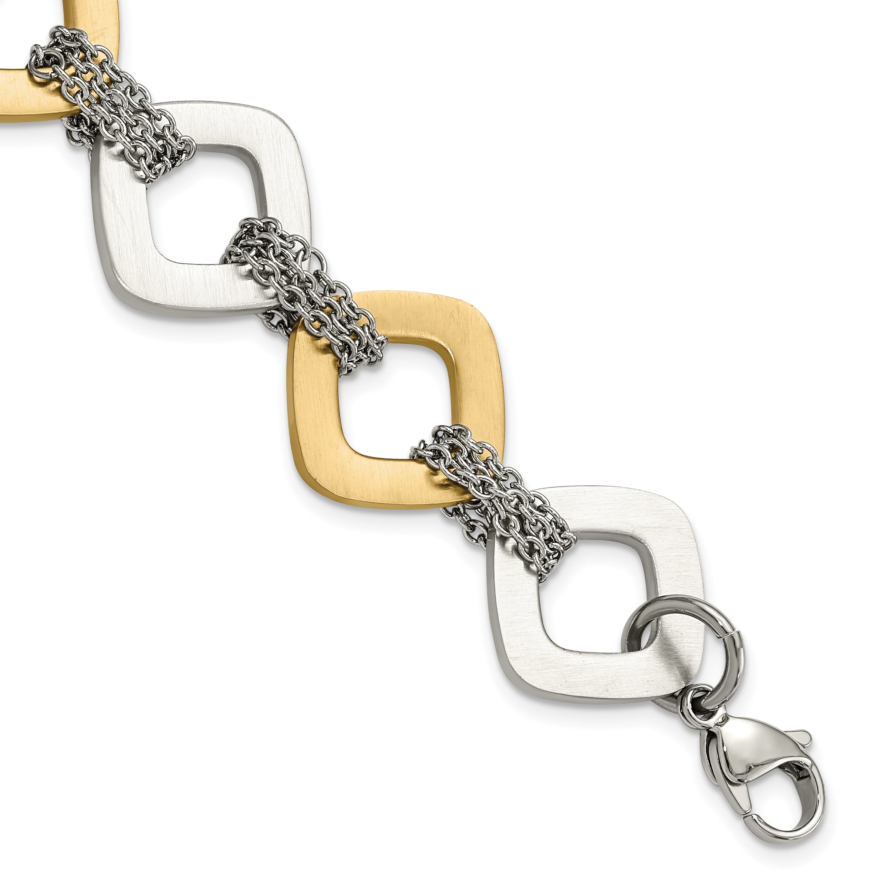 Stainless Steel Yellow IP plated Brushed Link Bracelet Main image