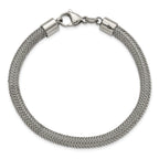 Polished & Textured Wire Bracelet in Stainless Steel