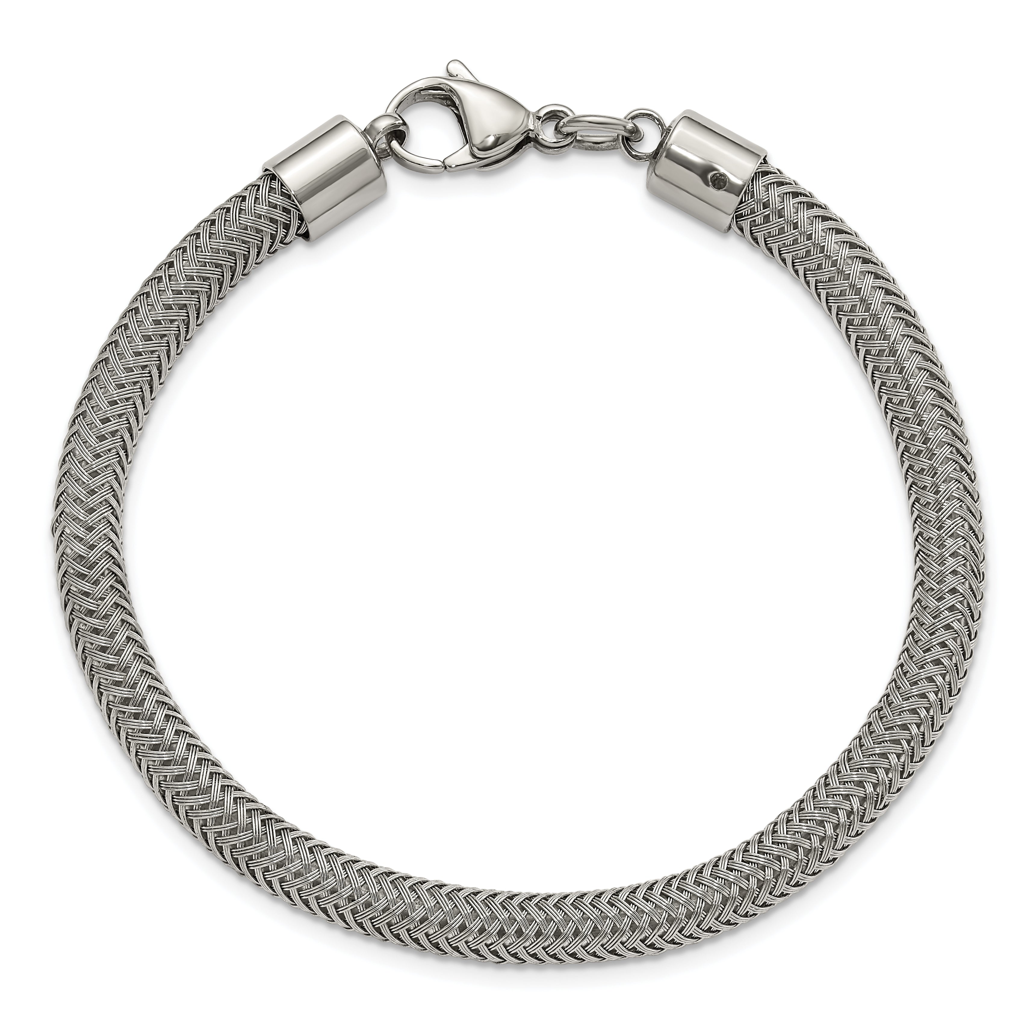 Polished & Textured Wire Bracelet in Stainless Steel