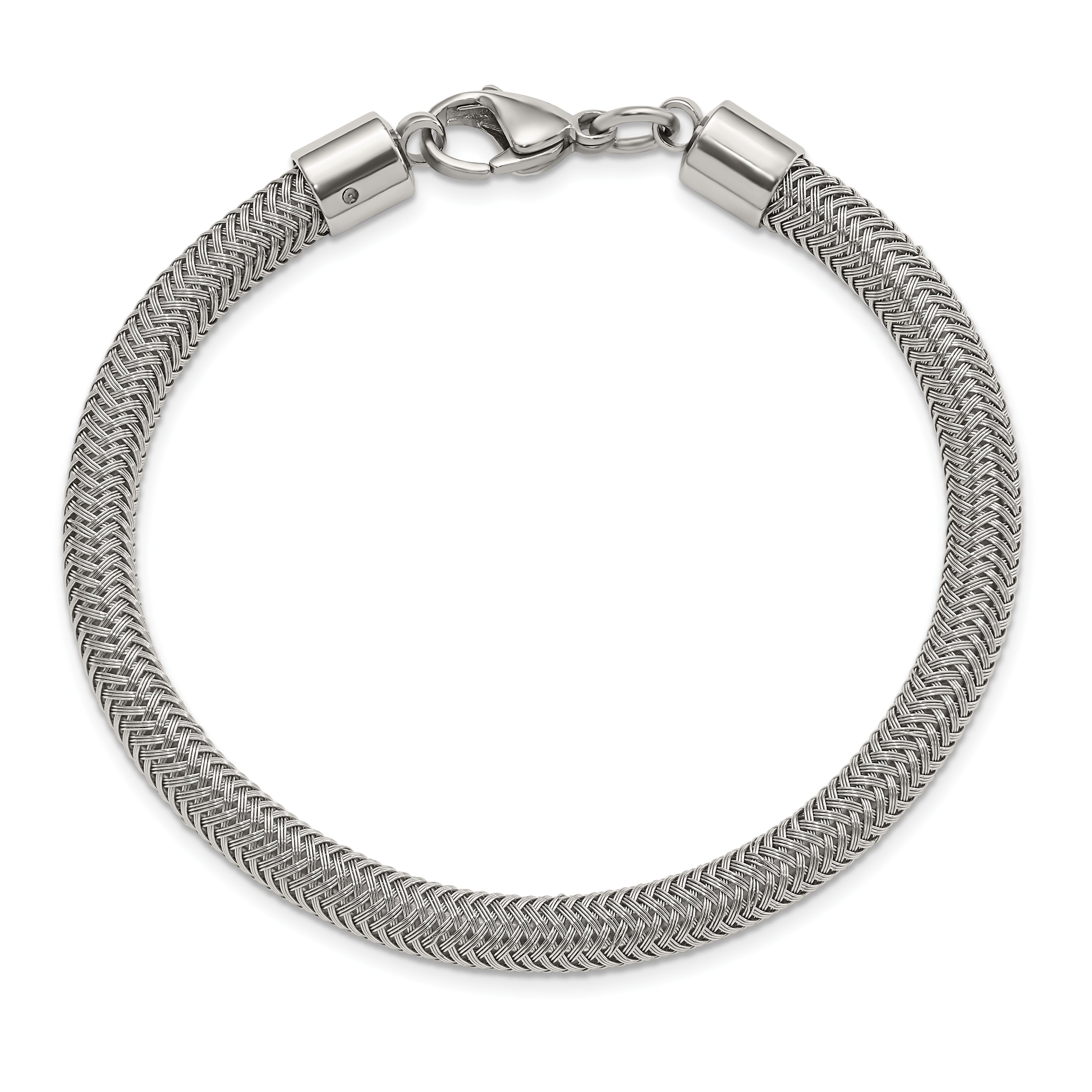 Polished & Textured Wire Bracelet in Stainless Steel