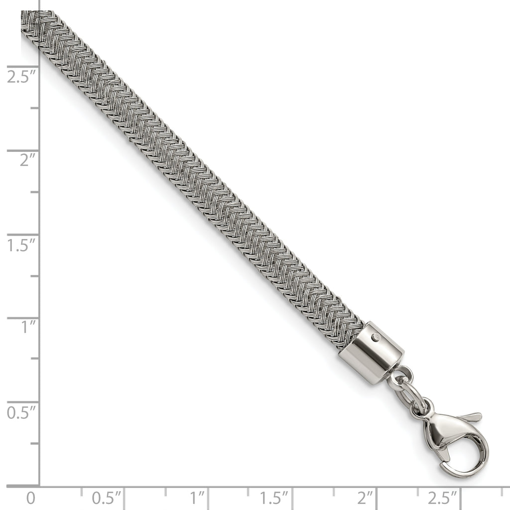 Polished & Textured Wire Bracelet in Stainless Steel