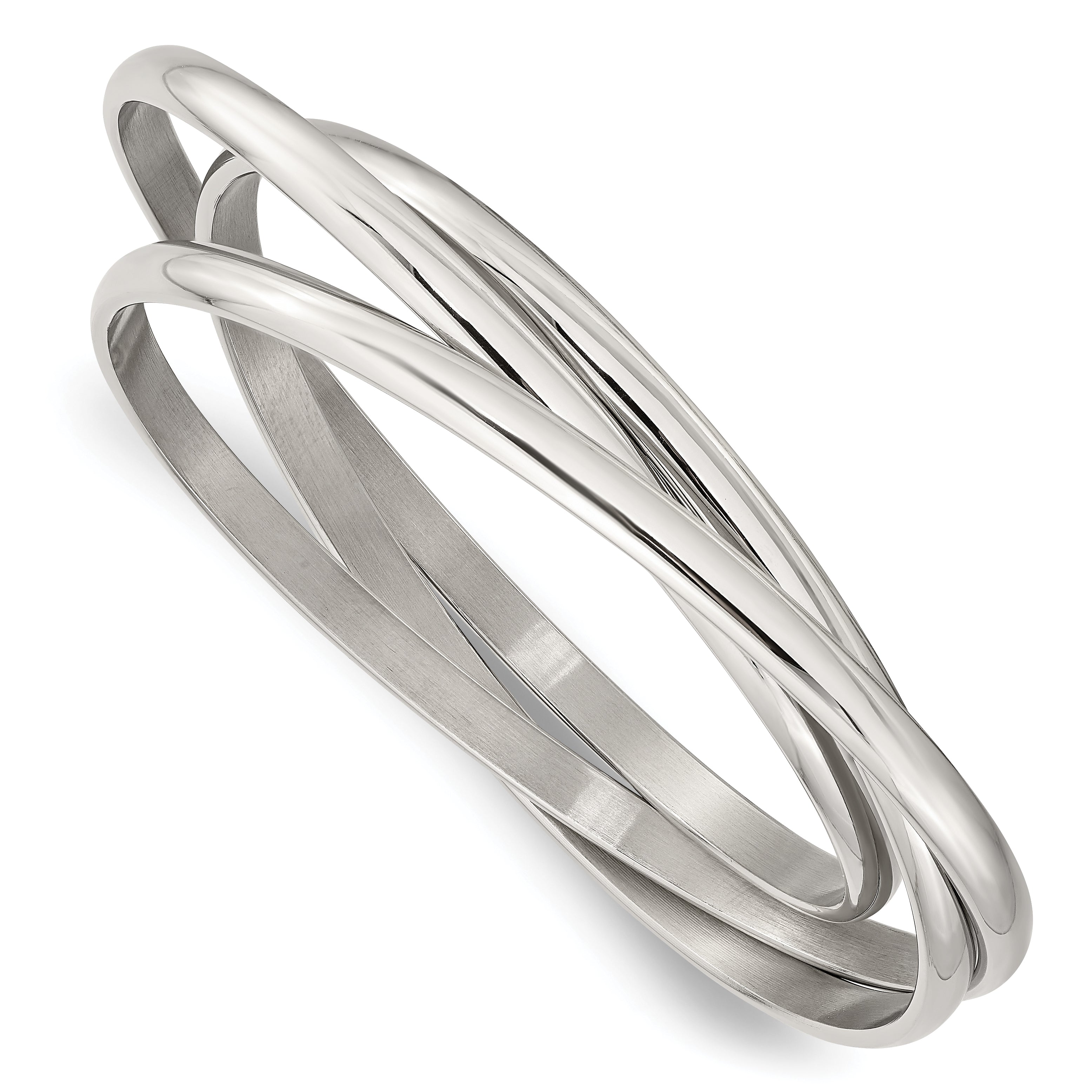 Chisel Stainless Steel Polished 3 Piece Set of Intertwined Bangles Main image