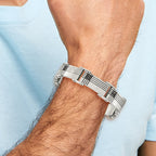 Chisel Stainless Steel Brushed and Polished Black IP-plated with 1/2 carat Black Diamond 8.5 inch Bracelet