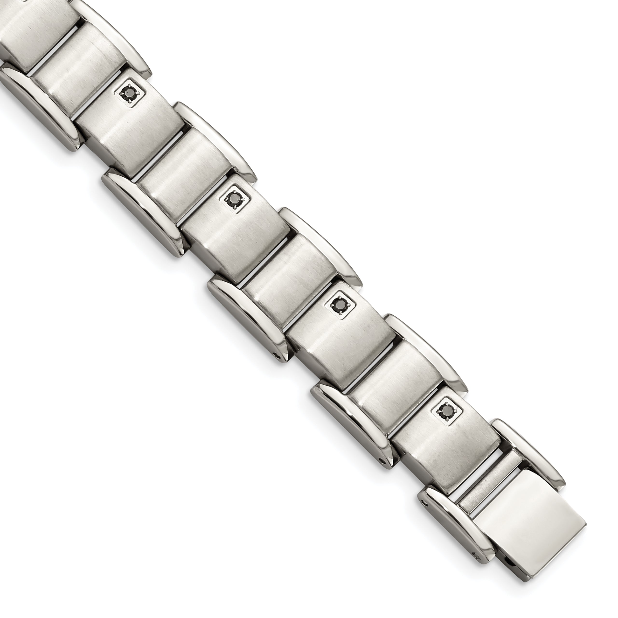Chisel Stainless Steel Brushed and Polished with 3/8 carat Black Diamond 8.5 inch Bracelet Main image