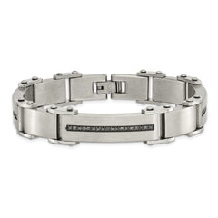Chisel Stainless Steel Brushed and Polished with 1/2 carat Black Diamond 8.5 inch Bracelet