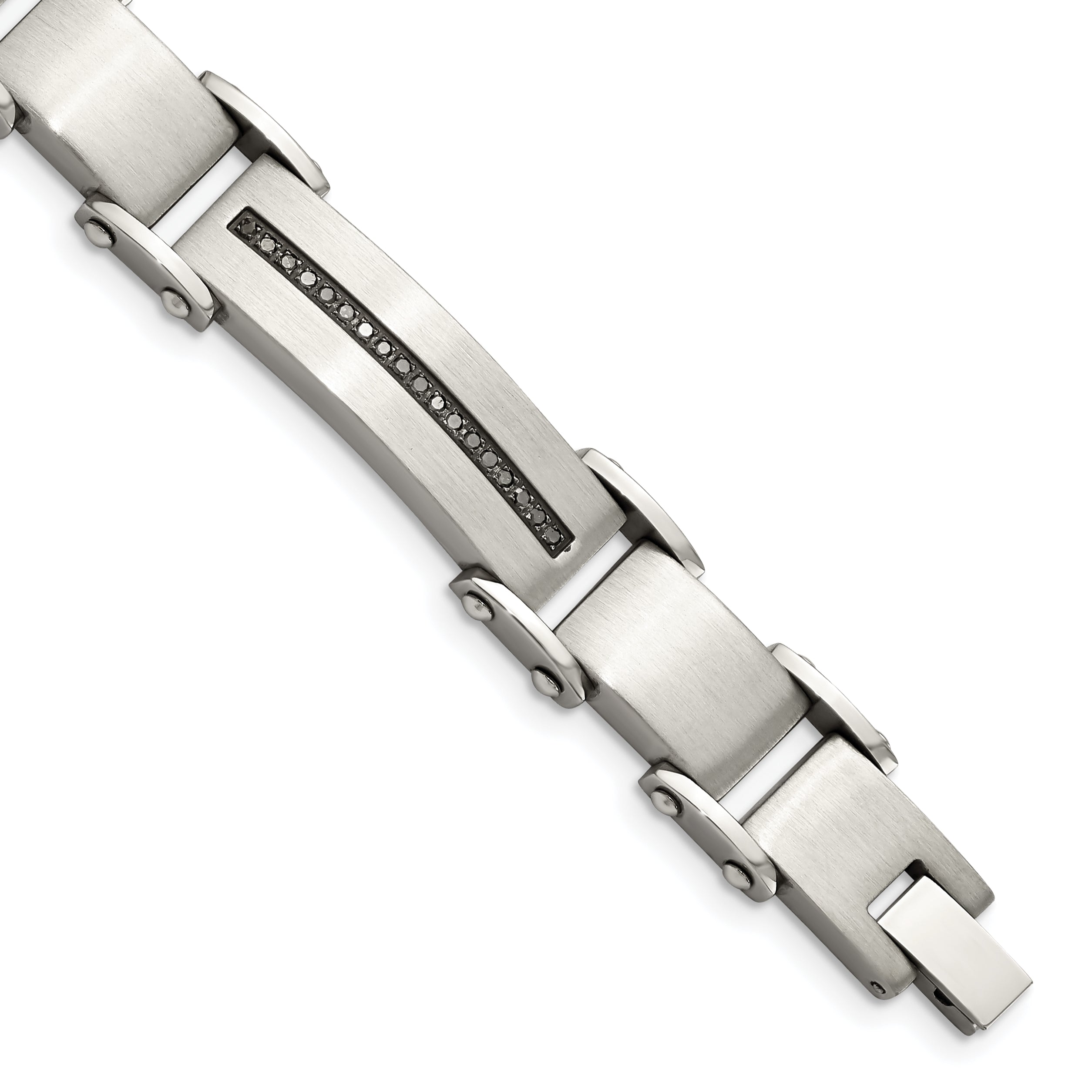 Chisel Stainless Steel Brushed and Polished with 1/2 carat Black Diamond 8.5 inch Bracelet Main image