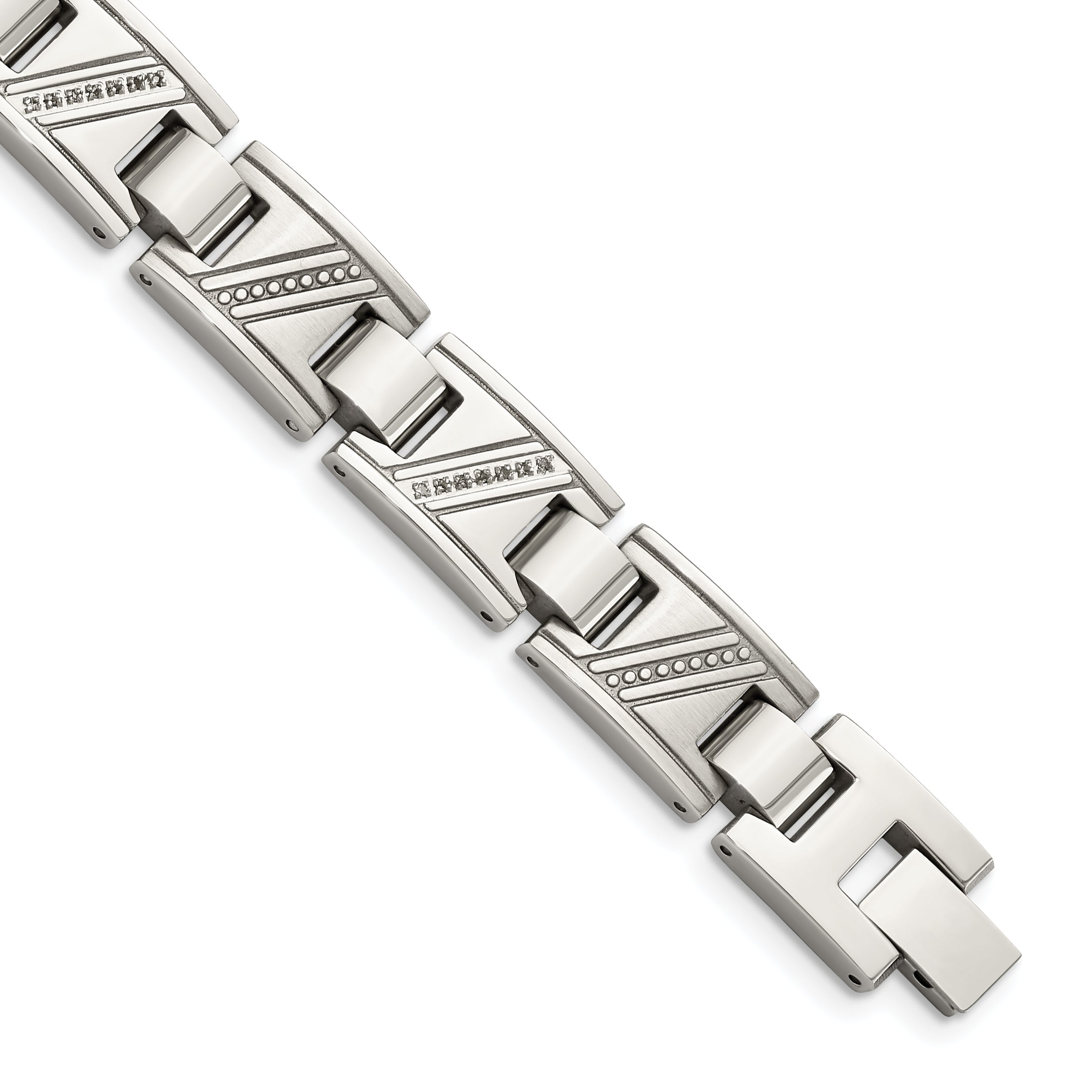 Chisel Stainless Steel Polished with 1/10 carat Diamond 8.5 inch Bracelet Main image
