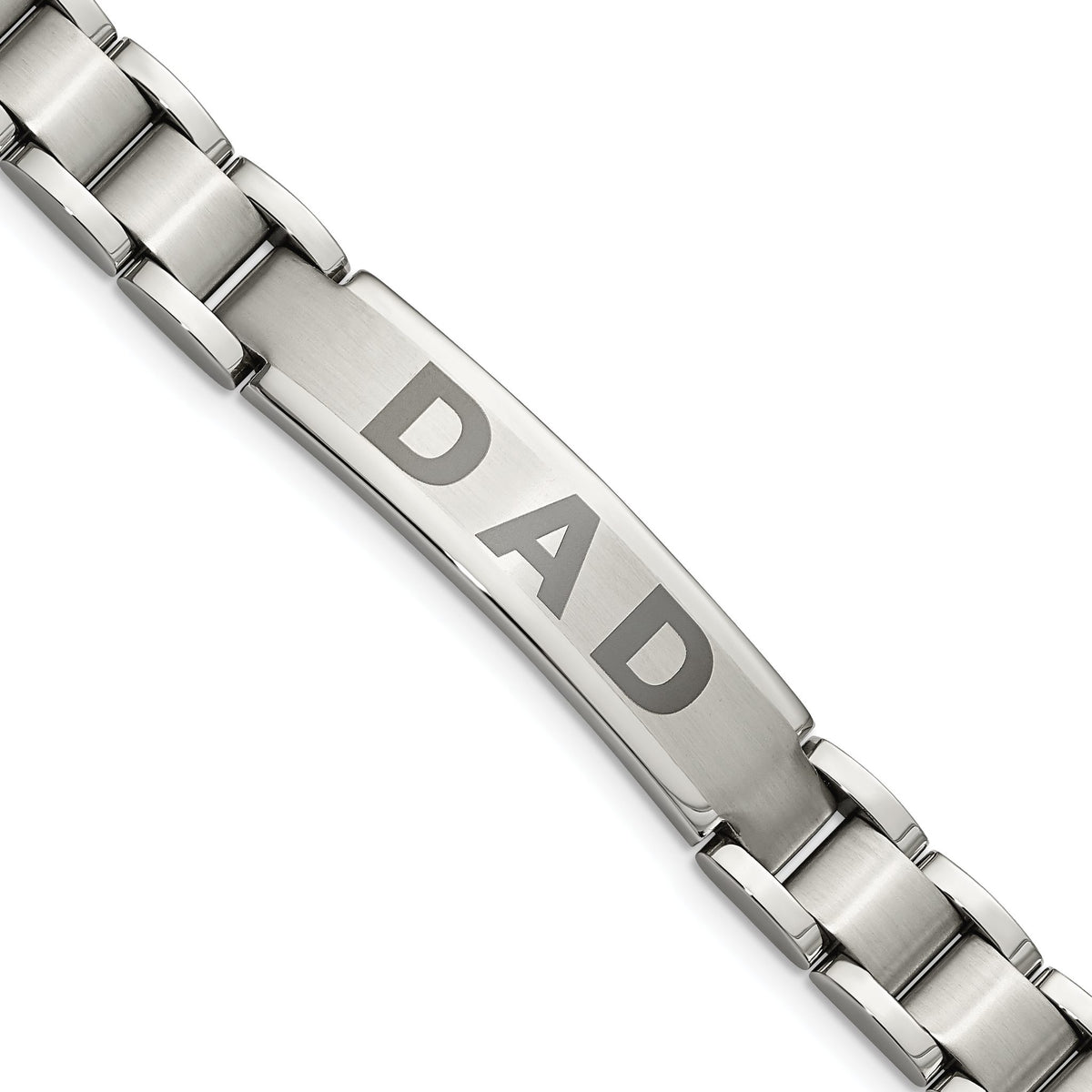 Men's Lasered Dad ID Bracelet in Stainless Steel, 11mm, 8.8 Inch - Sophia Jewelers Main image