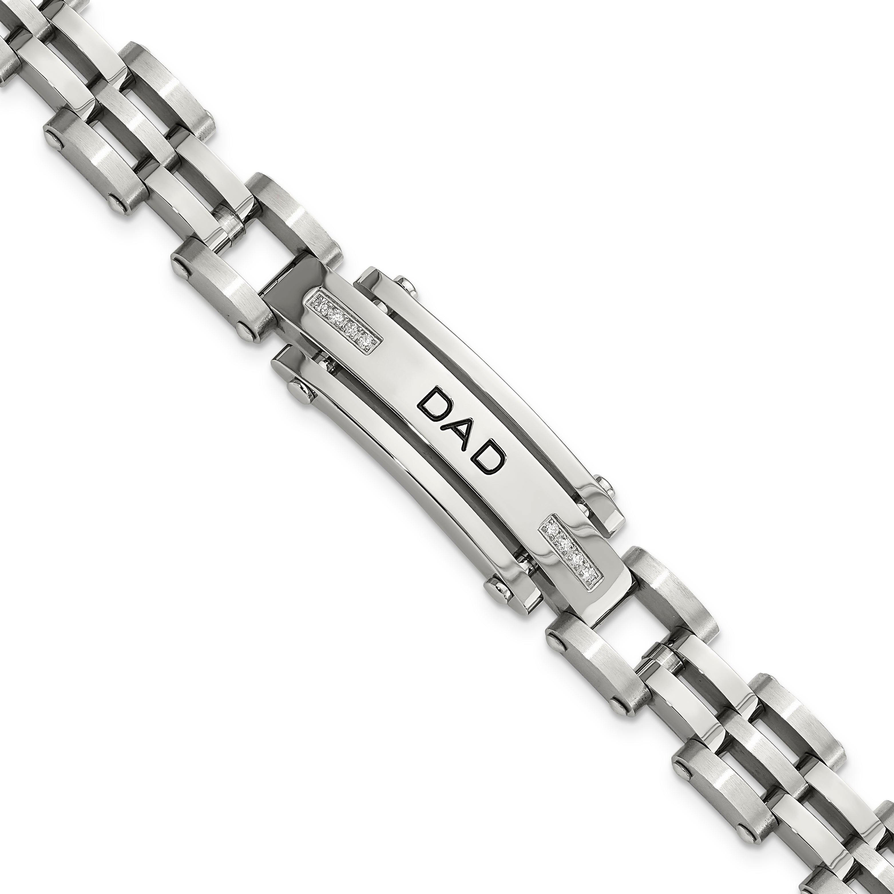Chisel Stainless Steel Polished with CZ DAD 8.5 inch Bracelet Main image