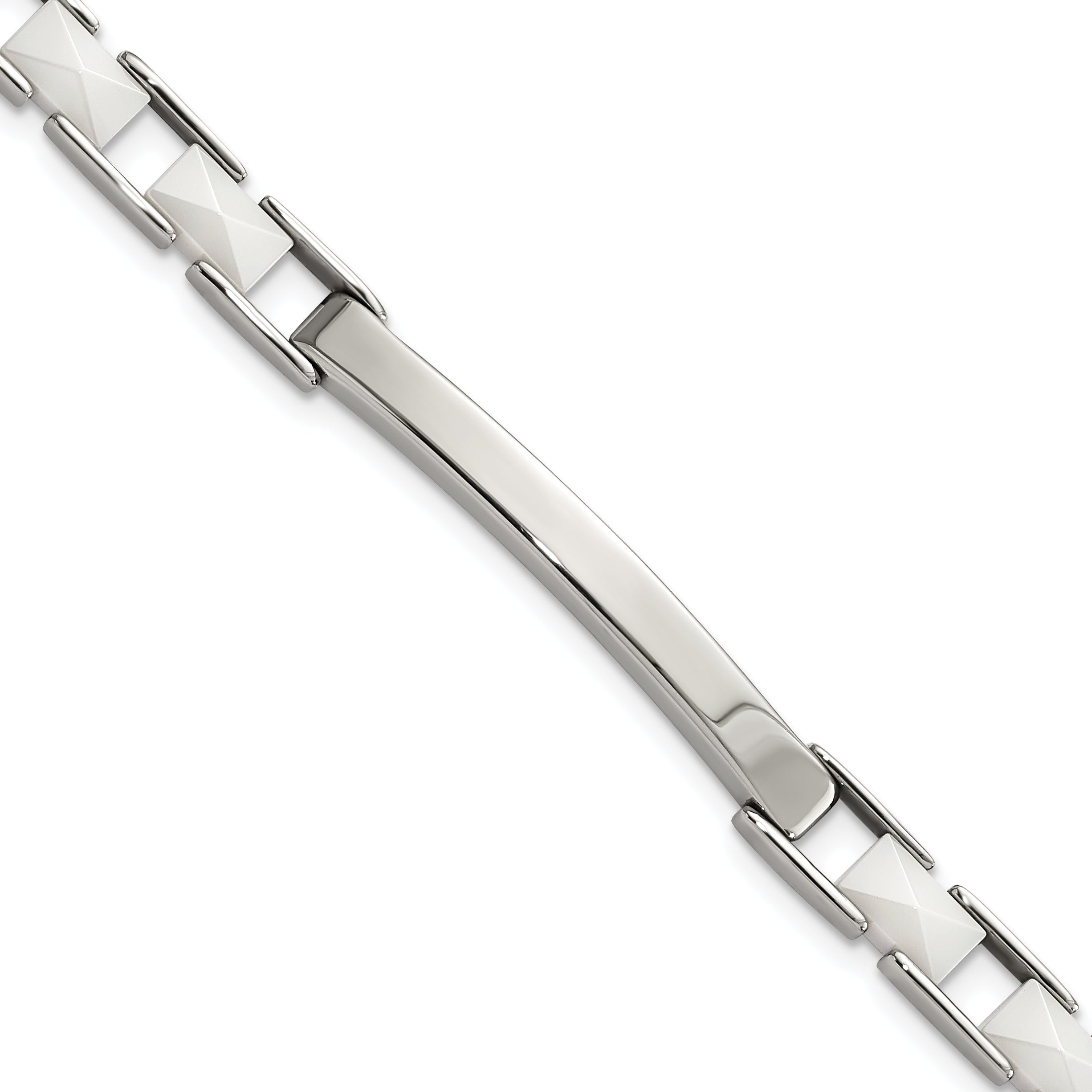 Stainless Steel & White Ceramic Bar Bracelet Main image