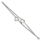 Chisel Stainless Steel Polished Cutout Hearts 7 inch Multi-Strand Bracelet