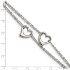 Chisel Stainless Steel Polished Cutout Hearts 7 inch Multi-Strand Bracelet