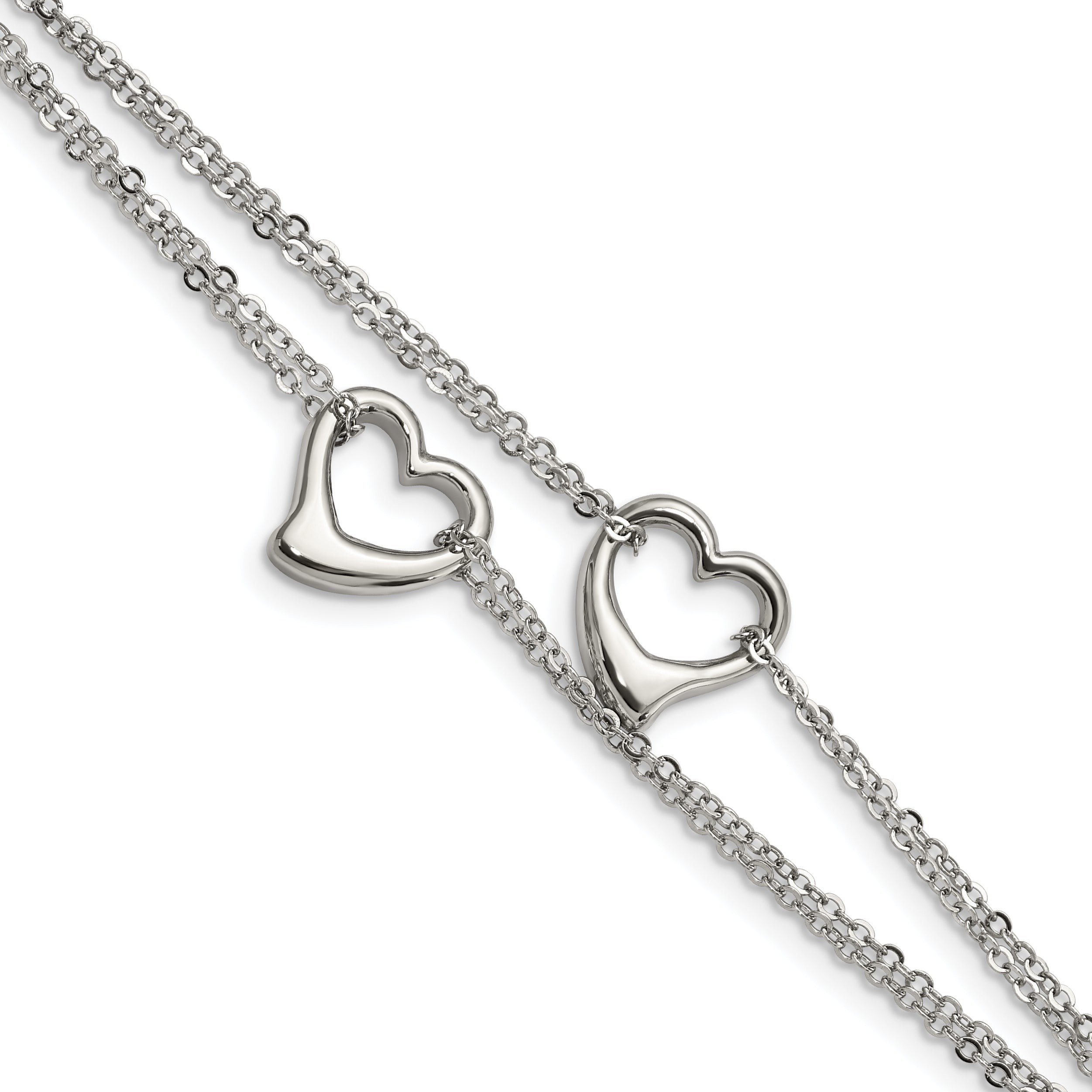 Chisel Stainless Steel Polished Cutout Hearts 7 inch Multi-Strand Bracelet Main image