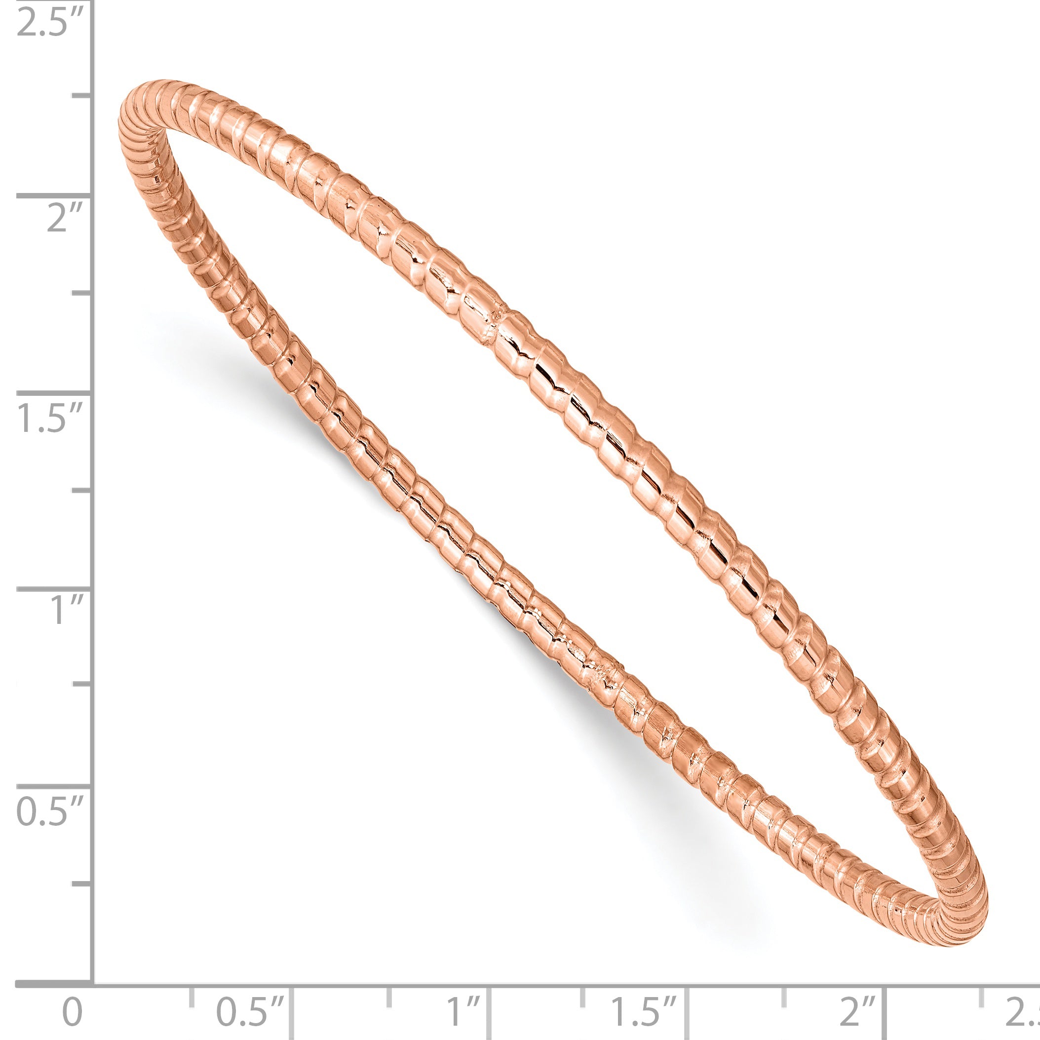 Chisel Stainless Steel Polished and Textured Rose IP-plated 3mm Bangle