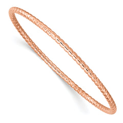 Chisel Stainless Steel Polished and Textured Rose IP-plated 3mm Bangle