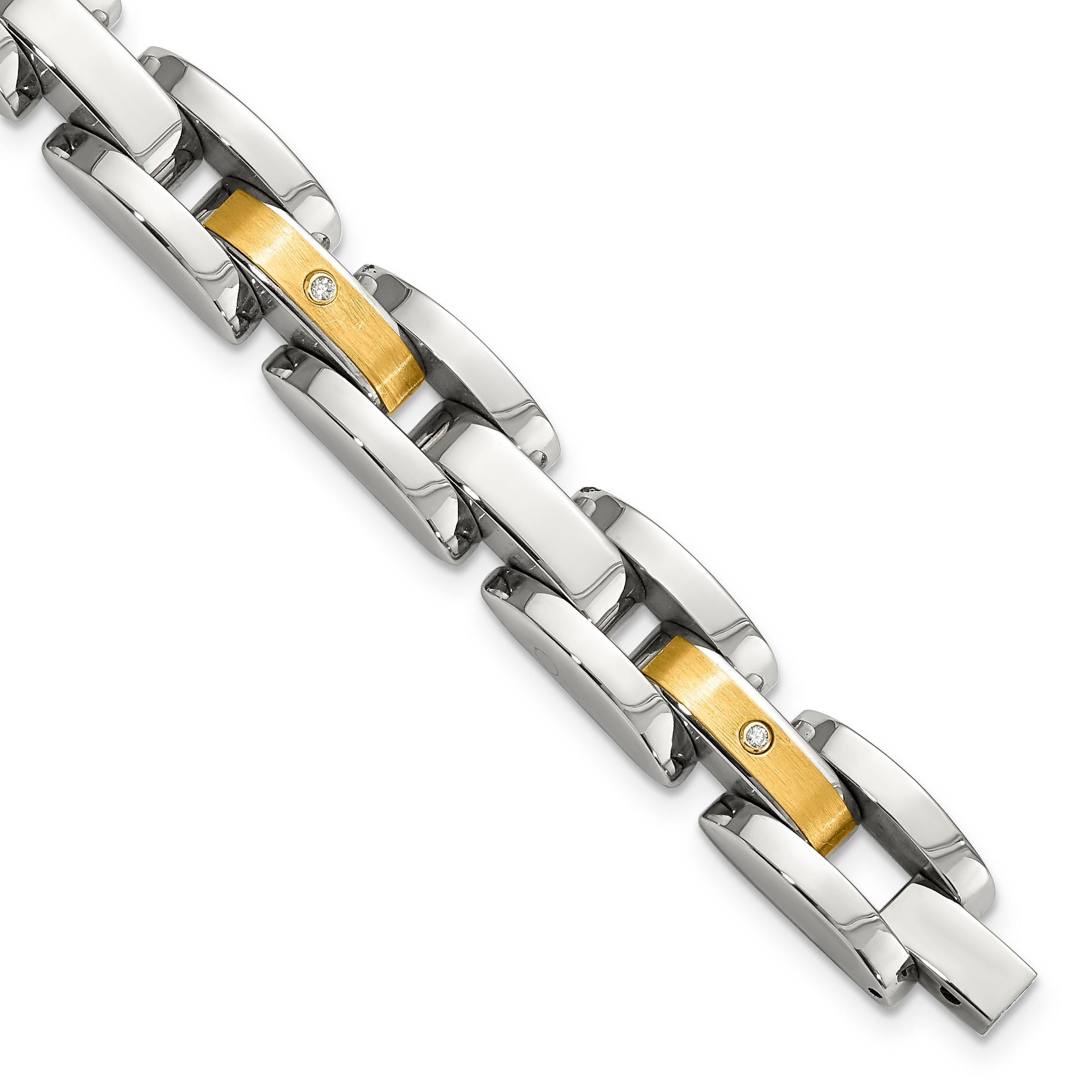 Chisel Stainless Steel with 14k Gold Accent with 1/10 carat Diamond Brushed and Polished 8.25 inch Bracelet Main image