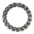 Chisel Stainless Steel Antiqued and Polished 8.5 inch Dragon Scale Link Bracelet