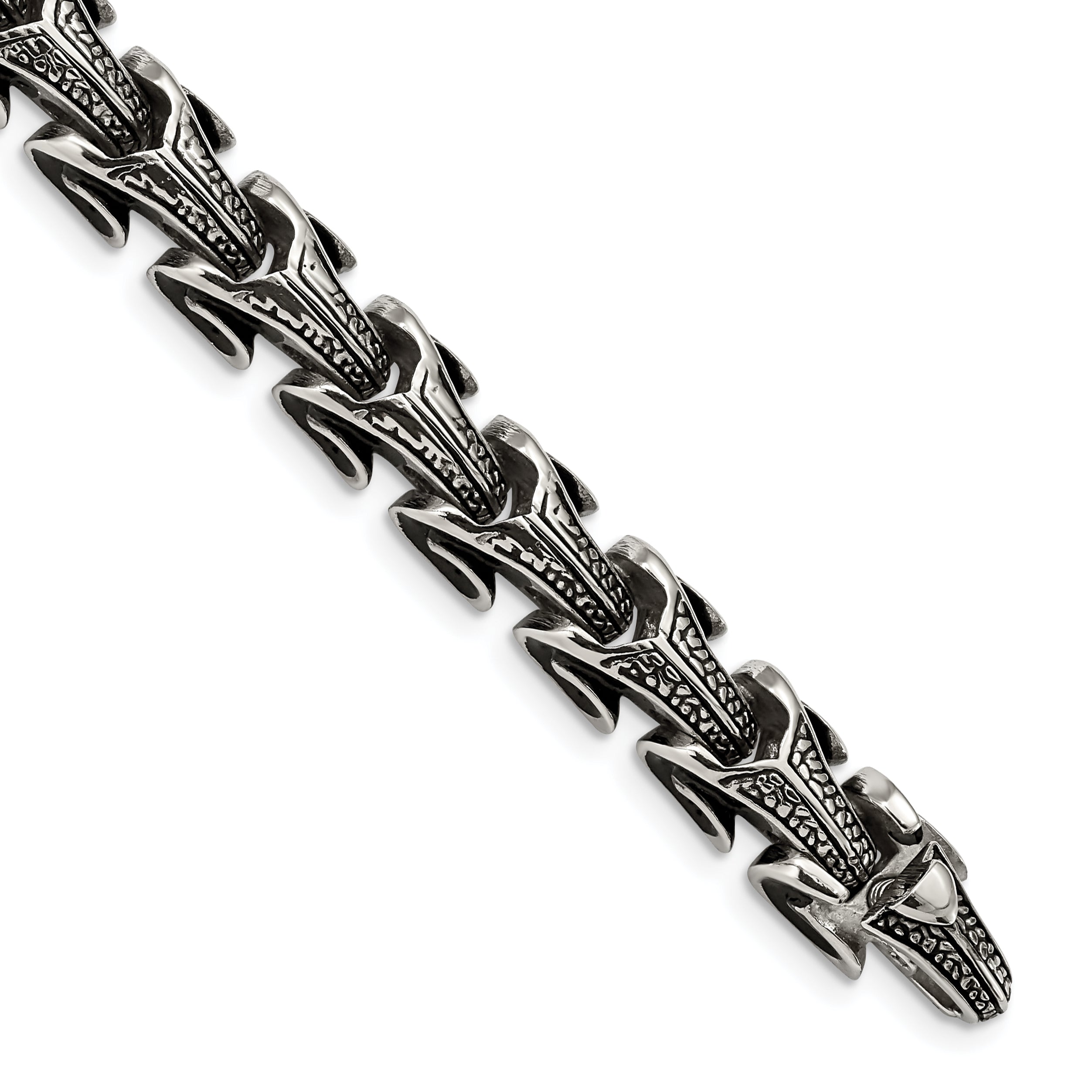 Chisel Stainless Steel Antiqued and Polished 8.5 inch Dragon Scale Link Bracelet Main image