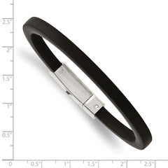 Chisel Stainless Steel Polished Black Rubber 8.5 inch Bracelet