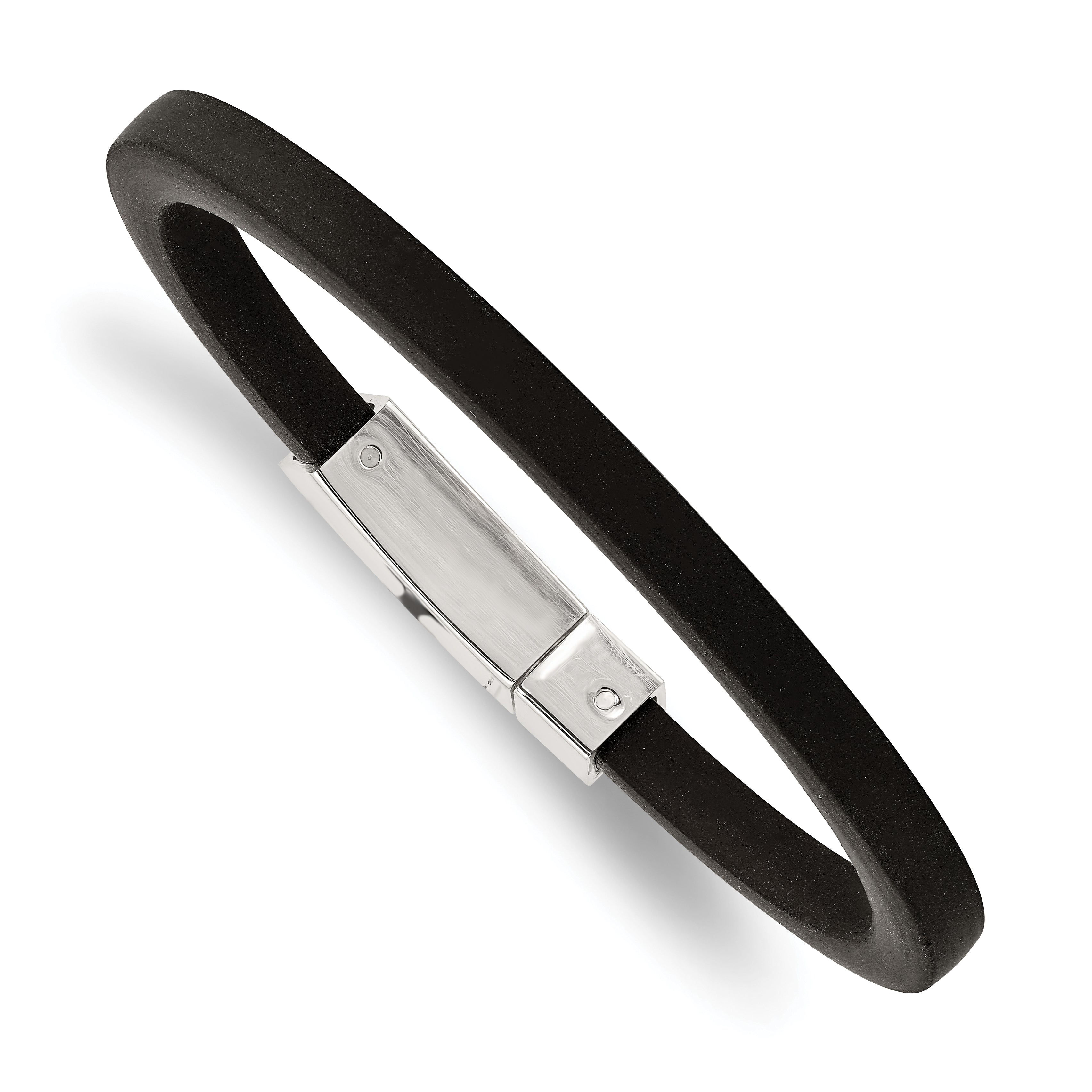 Chisel Stainless Steel Polished Black Rubber 8.5 inch Bracelet Main image