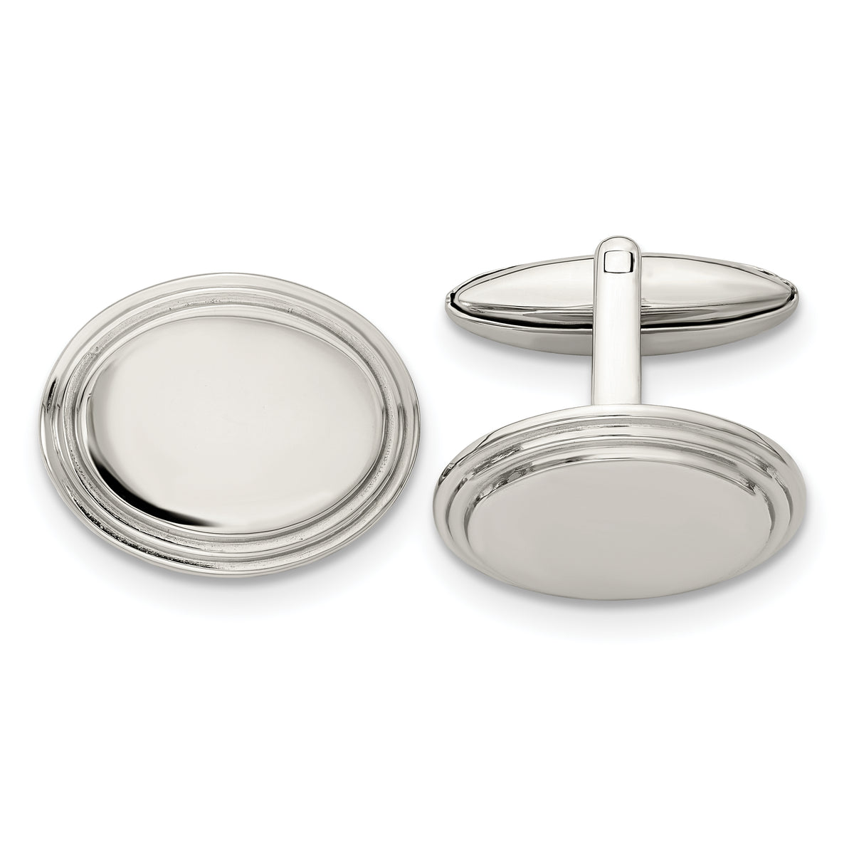 Chisel Stainless Steel Polished Oval Cufflinks