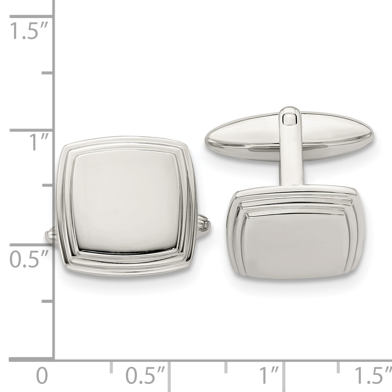 Stainless Steel Polished Cufflinks, Engravable and Gift Boxed
