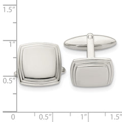 Stainless Steel Polished Cufflinks, Engravable and Gift Boxed