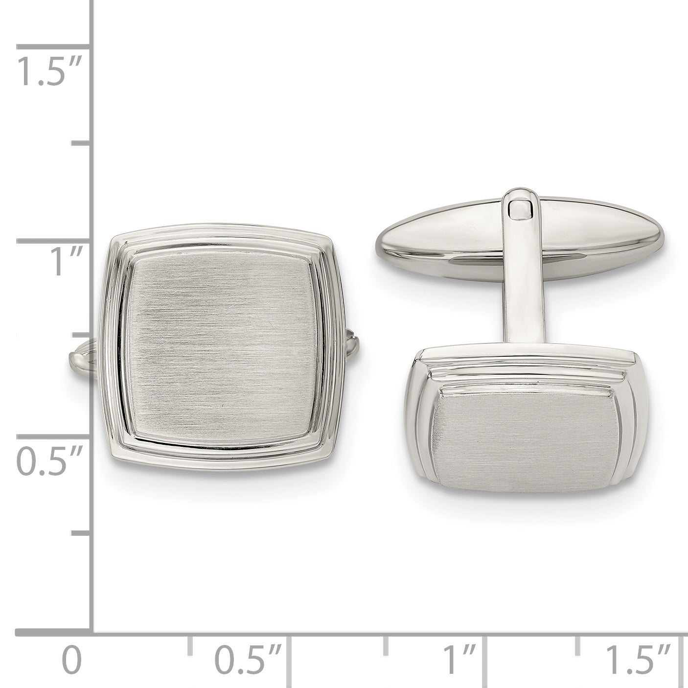 Chisel Stainless Steel Brushed and Polished Square Cufflinks